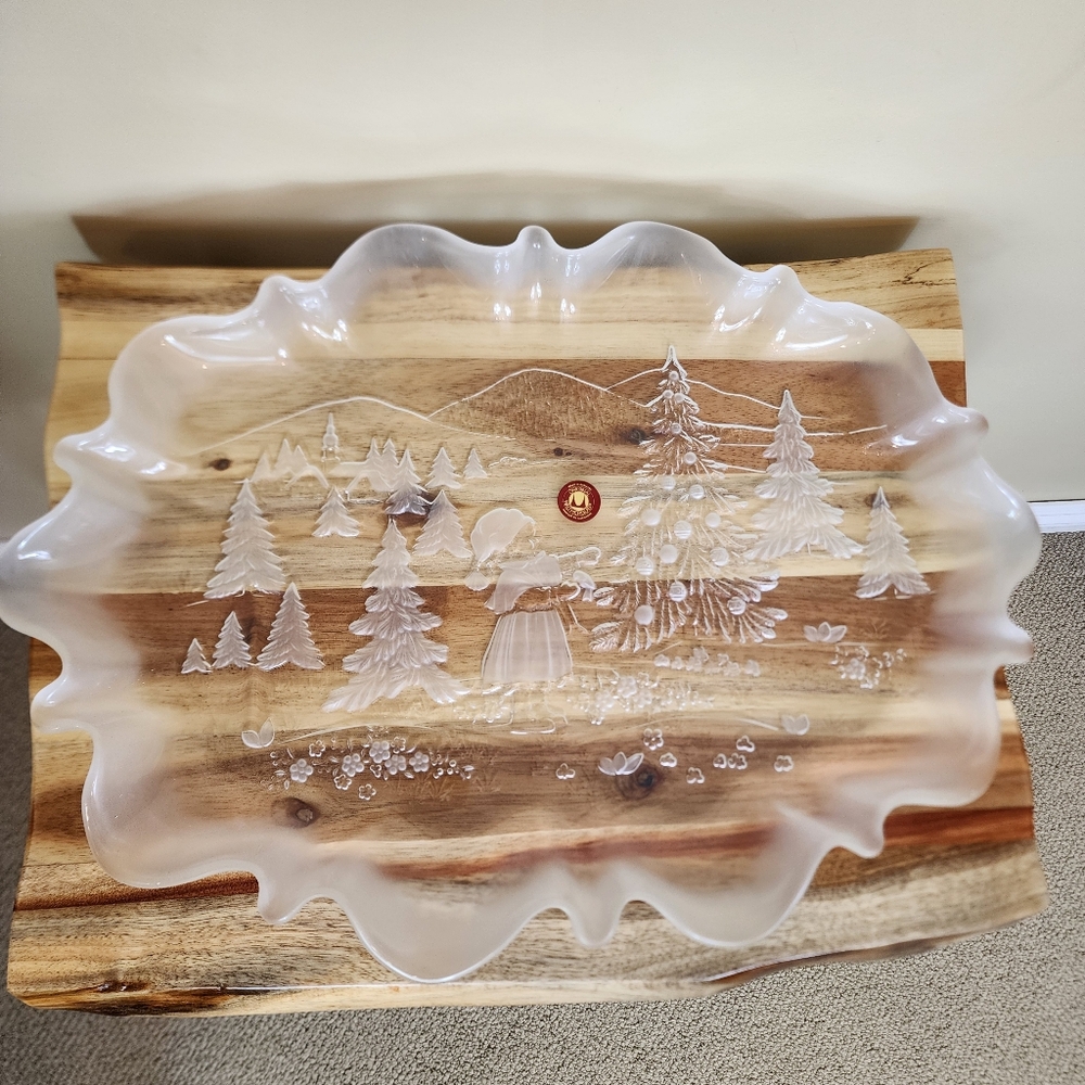 Original Waltherglas Germany Oval Christmas Walther Glass Serving Dish Platter